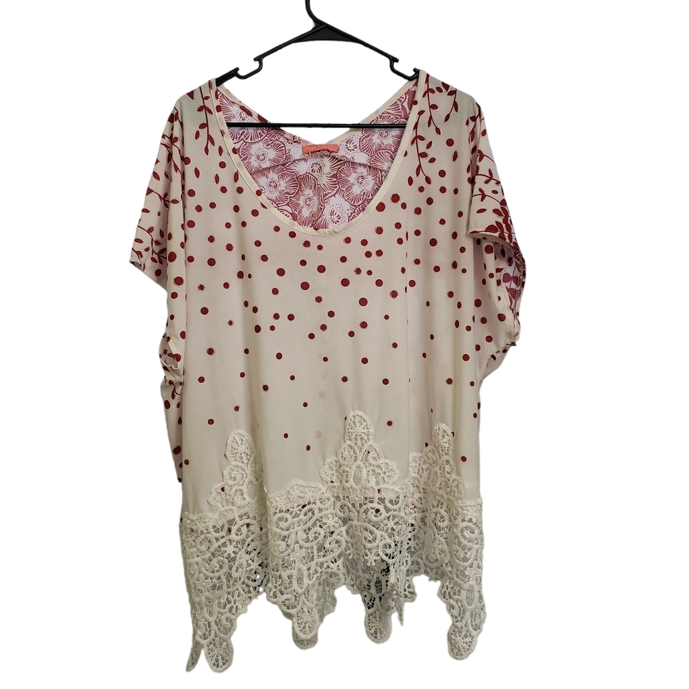 Asymmetrical Polka Dot & Floral Top